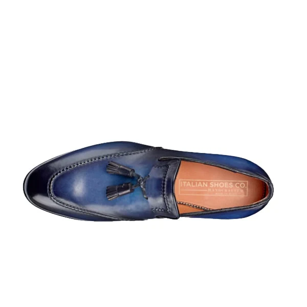 Blue Leather Tassel Loafer - Image 3