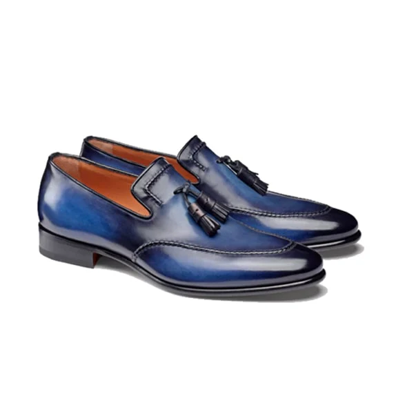 Blue Leather Tassel Loafer - Image 4