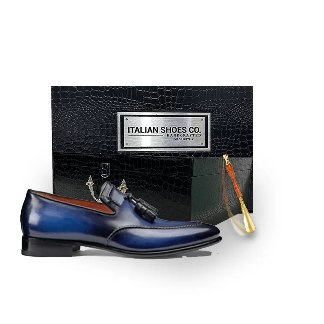 Blue Leather Tassel Loafer - Image 5