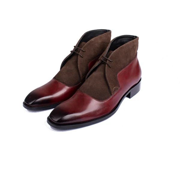 Derby Ankle Burgundy Leather Boots - Image 3