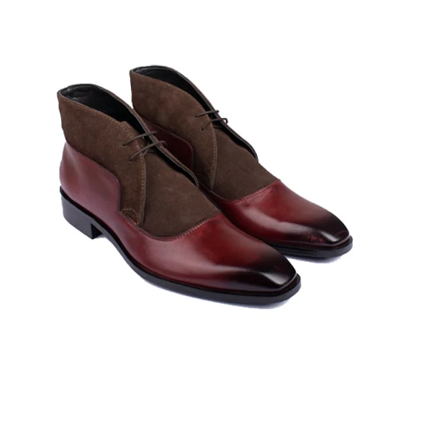 Derby Ankle Burgundy Leather Boots - Image 4