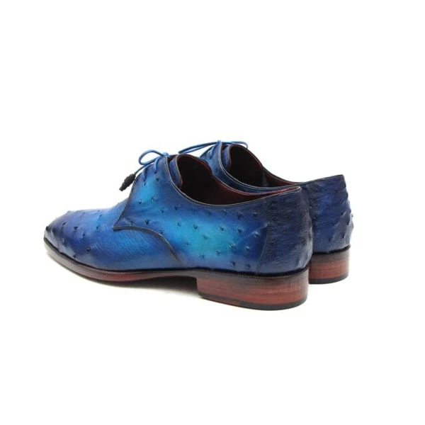 Derby Blucher Genuine Blue Leather Hand Painted Shoes - Image 4