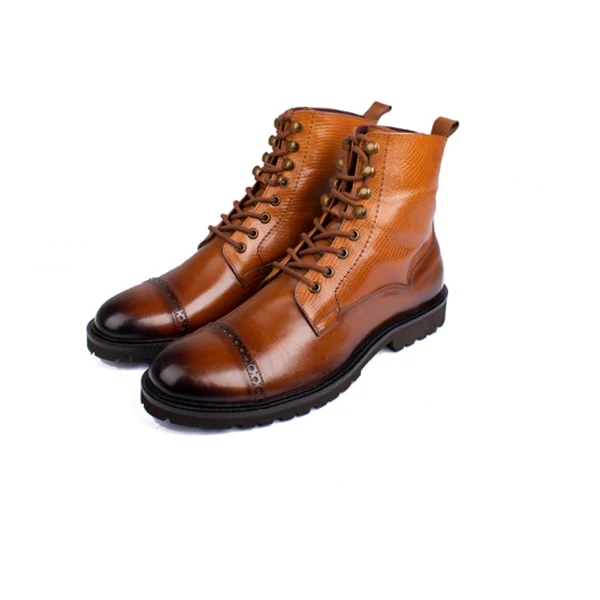 Derby High Ankle Shiny Brown Boots - Image 3