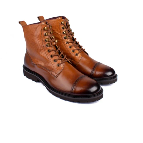 Derby High Ankle Shiny Brown Boots - Image 4