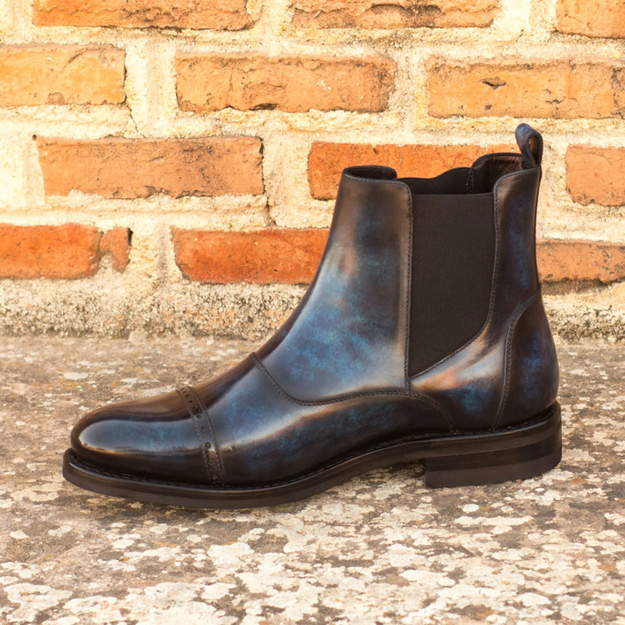 Navy Patina Chelsea Boots - Image 4
