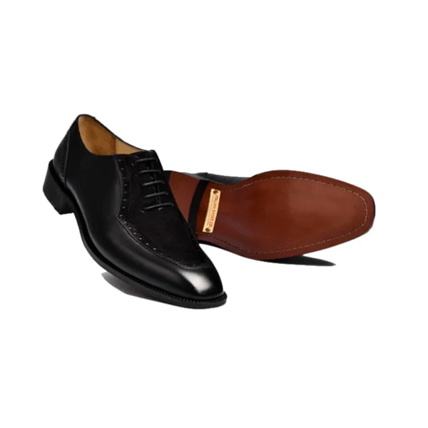 Patina Leather Lace-Up Oxford Shoes For Men - Image 2