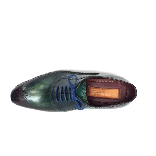 Oxford Split Toe Leather Dark Green Shoes - Image 3