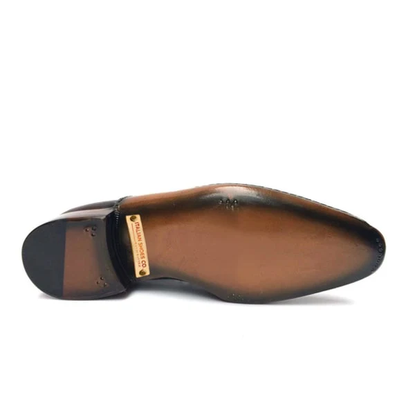 Oxford Split Toe Leather Dark Green Shoes - Image 4