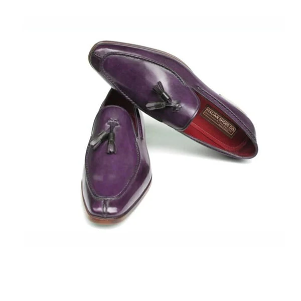 Tassel Loafer in Purple Leather - Image 4