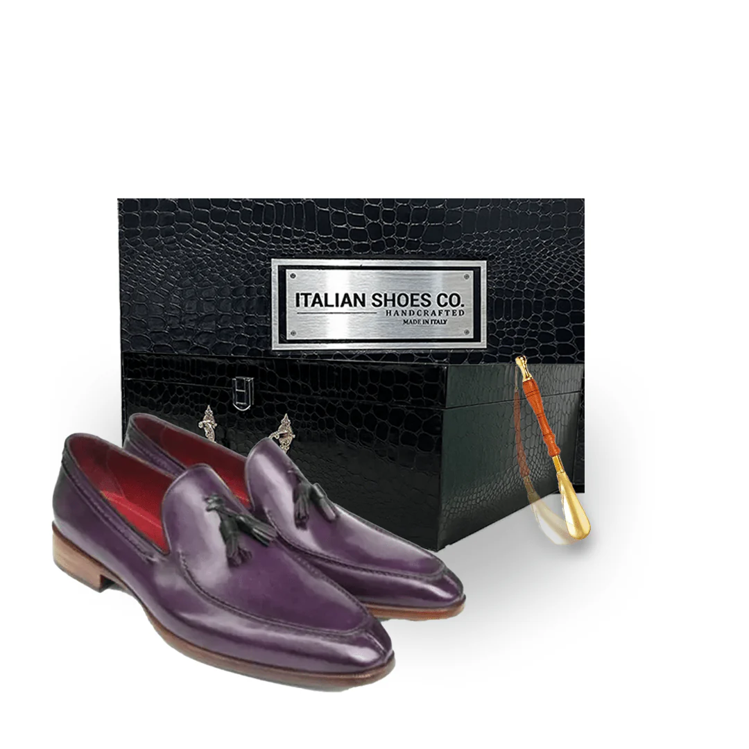 Tassel Loafer in Purple Leather - Image 5