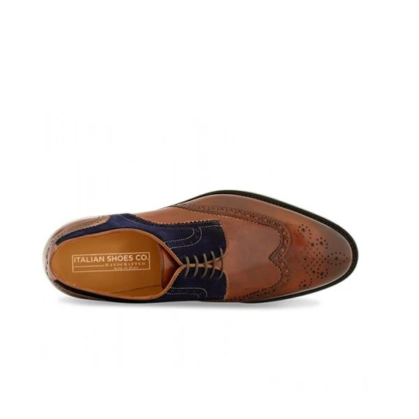 Wingtip Derby Suede Upper Brown Leather Shoes - Image 4